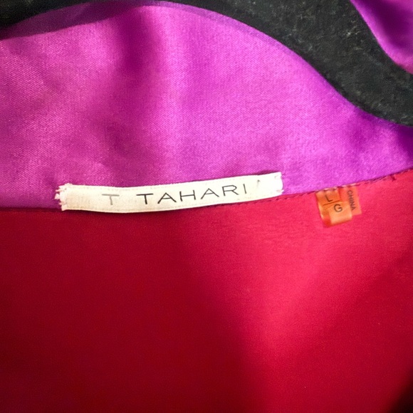 T.Tahari Elegant Purple & Pink color block Women's button up blouse size large - Picture 4 of 9